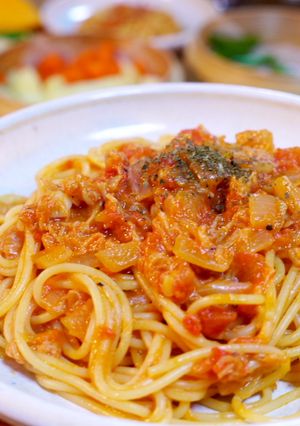 ホタテ缶のトマトソーススパゲッティ-レシピのメイン写真