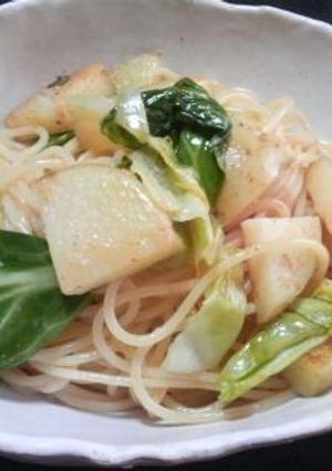 新じゃがとキャベツのピリ辛パスタ-レシピのメイン写真