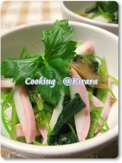 シャキシャキ三つ葉とかまぼこのなめ茸和え-レシピのメイン写真