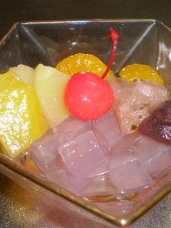 桜寒天のフルーツあんみつ♪-レシピのメイン写真