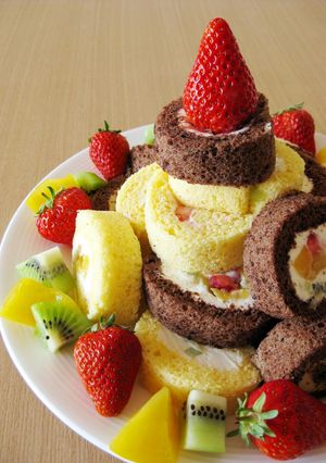 ふわふわパーティーミニロールケーキ-レシピのメイン写真