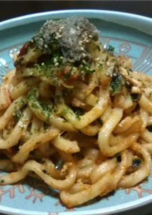 ニラトマ焼きうどん-レシピのメイン写真
