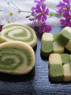 抹茶のくるくるクッキーと市松模様クッキー-レシピのメイン写真