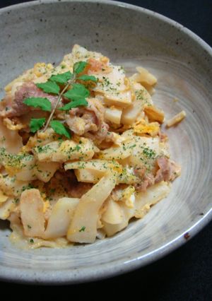 筍と豚バラのにんにく味噌炒め～卵とじ～-レシピのメイン写真
