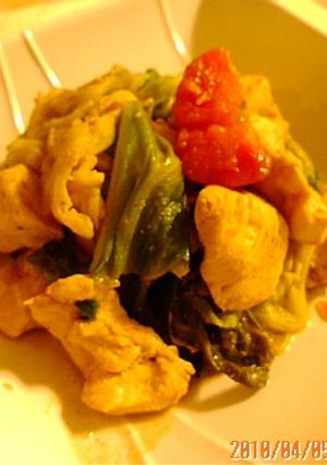 残りのカレーで!キャベツと鶏胸肉炒め-レシピのメイン写真