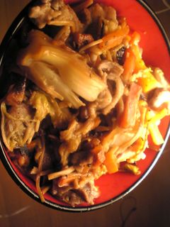 ラム肉と白菜と人参と茸の味噌生姜炒め-レシピのメイン写真