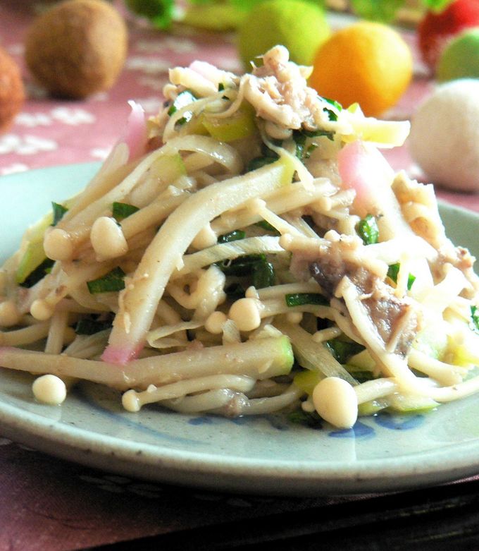 レンチン♬えのきと長ネギのポン酢和え by おしす 【クックパッド