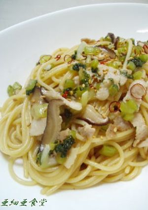 野沢菜入り中華風スパゲティー-レシピのメイン写真