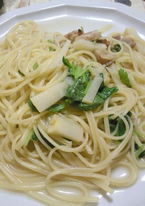 筍と三つ葉のチキンパスタ-レシピのメイン写真