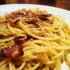 รูปของ なめたけベーコンのパスタ✿柚子胡椒風味