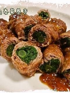 簡単牛肉の春菊巻き*-レシピのメイン写真