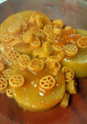 大根の豆板醤煮　マカロニ添え-レシピのメイン写真