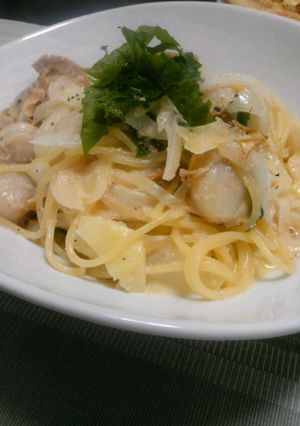 ベビーホタテと明太子の春のクリームパスタ-レシピのメイン写真
