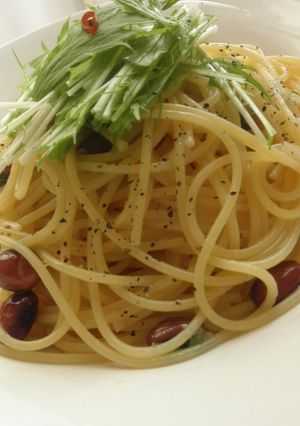 黒豆と水菜のペペロンチーノ-レシピのメイン写真