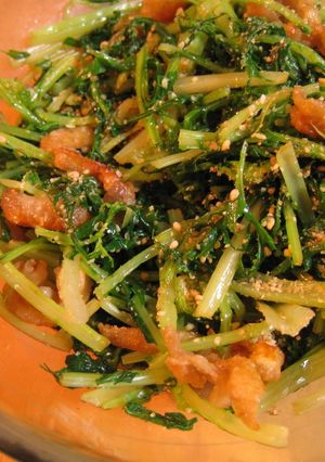 水菜と鶏皮のピリ辛あえ-レシピのメイン写真