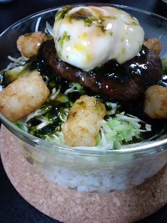 簡単♪ヘルシー?和風ロコモコ丼青のり風味-レシピのメイン写真