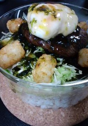 簡単♪ヘルシー？和風ロコモコ丼青のり風味-レシピのメイン写真