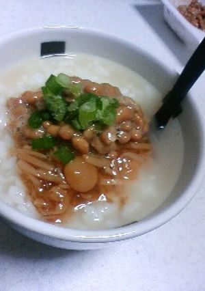 てぬきおじや・なめたけ納豆のせ-レシピのメイン写真