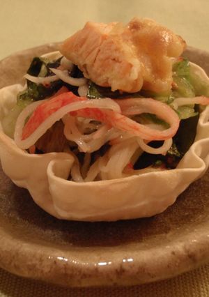 サラダin餃子の皮カップ-レシピのメイン写真