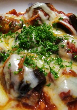 茄子とベーコンのくるくるトマト煮込み-レシピのメイン写真