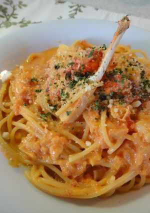 激うま♡ワタリガニのトマトクリームパスタ-レシピのメイン写真