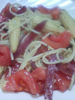 サラミとフレッシュトマトのオイルパスタ♪-レシピのメイン写真