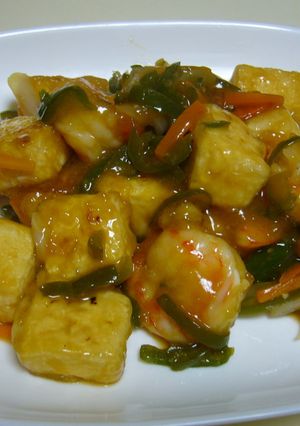 『豆腐とエビのオイマヨ炒め』-レシピのメイン写真