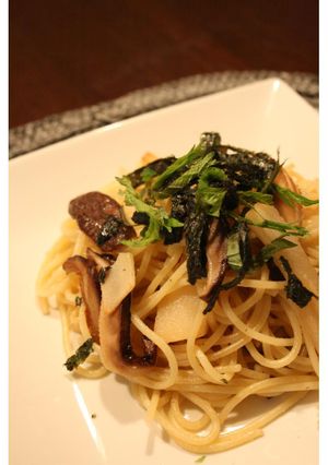 たけのことしいたけの和風パスタ-レシピのメイン写真