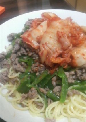 チンジャオロース風☆豚キムチパスタ-レシピのメイン写真