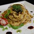 鮑のパスタ肝のソテーとジェノベーゼソース