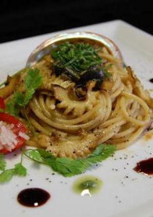 鮑のパスタ肝のソテーとジェノベーゼソース-レシピのメイン写真