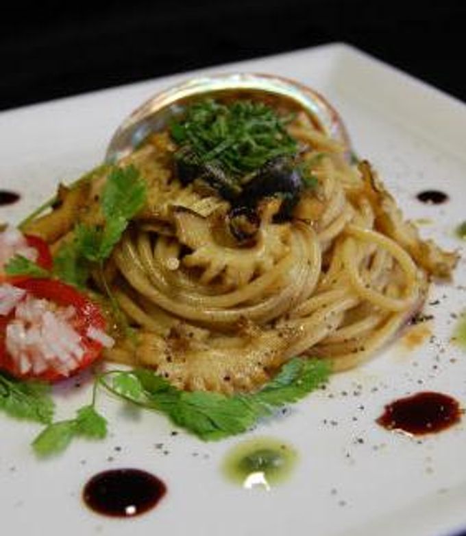 鮑のパスタ肝のソテーとジェノベーゼソース-レシピのメイン写真