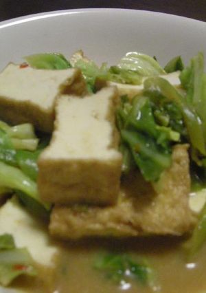 厚揚げとキャベツ・ねぎの味噌炒め-レシピのメイン写真