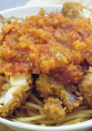 チキンカツのトマトソースパスタ-レシピのメイン写真