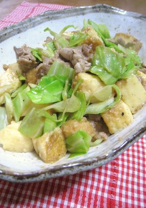 春キャベツ＆厚揚げ＆豚肉の生姜醤油炒め-レシピのメイン写真