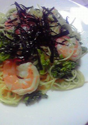 菜の花と海老の和風冷製パスタ♪-レシピのメイン写真