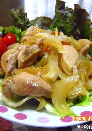 新玉葱と鶏の梅照り焼き-レシピのメイン写真