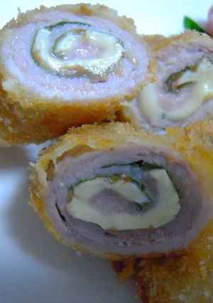 チーズと梅肉の豚肉巻き♪-レシピのメイン写真