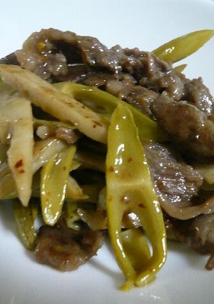 牛肉とイタドリの中華チンジャオ風炒め-レシピのメイン写真