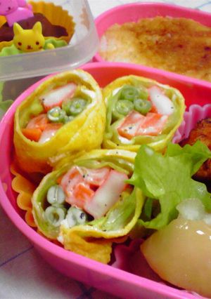 お弁当に!茹で野菜の卵巻サラダ-レシピのメイン写真