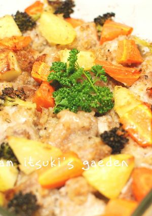 鶏のカリカリ衣和えと野菜のオーブン焼き☆-レシピのメイン写真