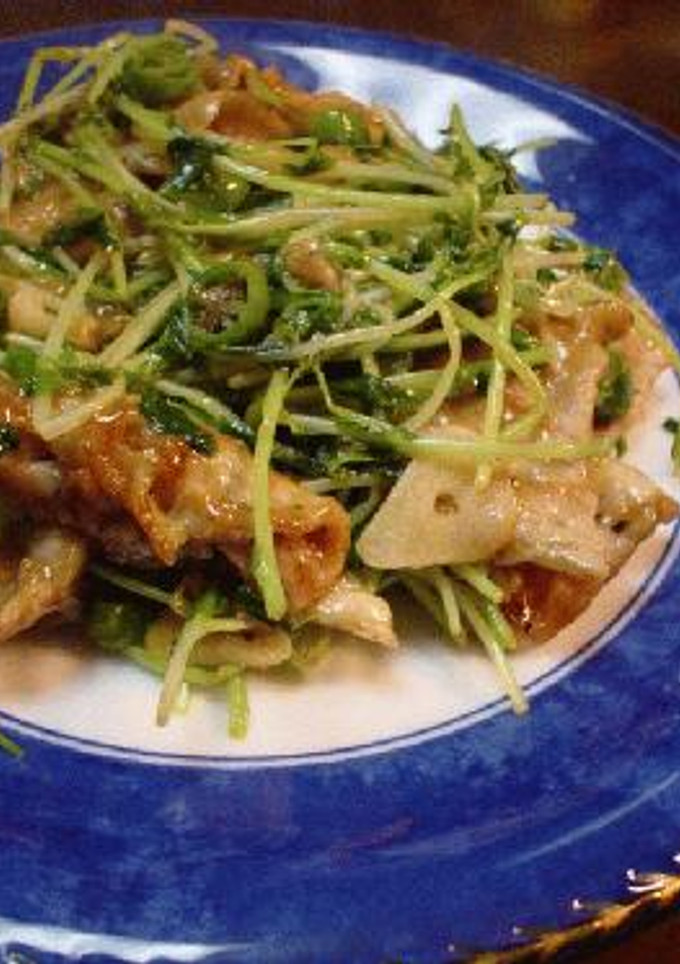 豆苗と豚肉のにんにく炒め-レシピのメイン写真