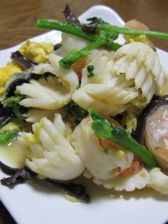イカとえび、菜の花の中華炒め-レシピのメイン写真