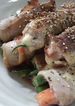 楊枝不要！豚肉のトロ～っとチーズと野菜巻-レシピのメイン写真