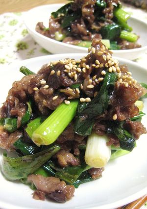 わけぎと牛肉のさっぱりゴマ炒め❤-レシピのメイン写真