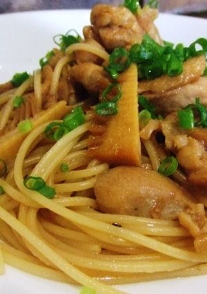 筍（タケノコ）と鶏肉の和風パスタ-レシピのメイン写真