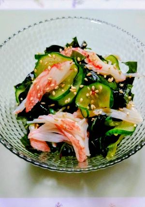 簡単夏の夕飯さっぱりワカメ胡瓜韓国酢の物副菜-レシピのメイン写真