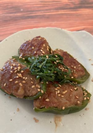 れんこん入りピーマンの肉詰め✨-レシピのメイン写真