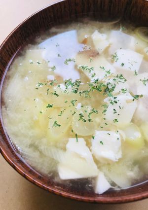 ミニ豆腐＆長ネギのササッと味噌汁-レシピのメイン写真