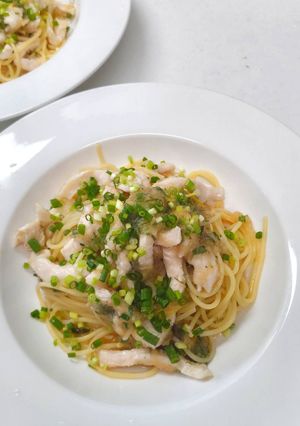 おろしポン酢と柔らか鶏むね肉のパスタ-レシピのメイン写真